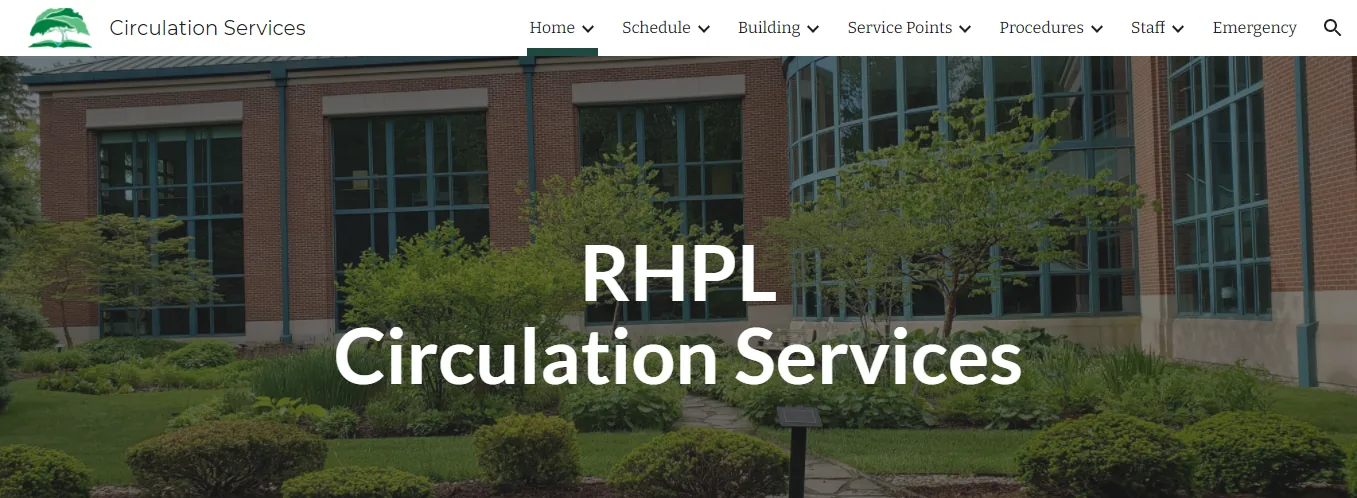 The Rochester Hills Public Library Circulation Services intranet homepage